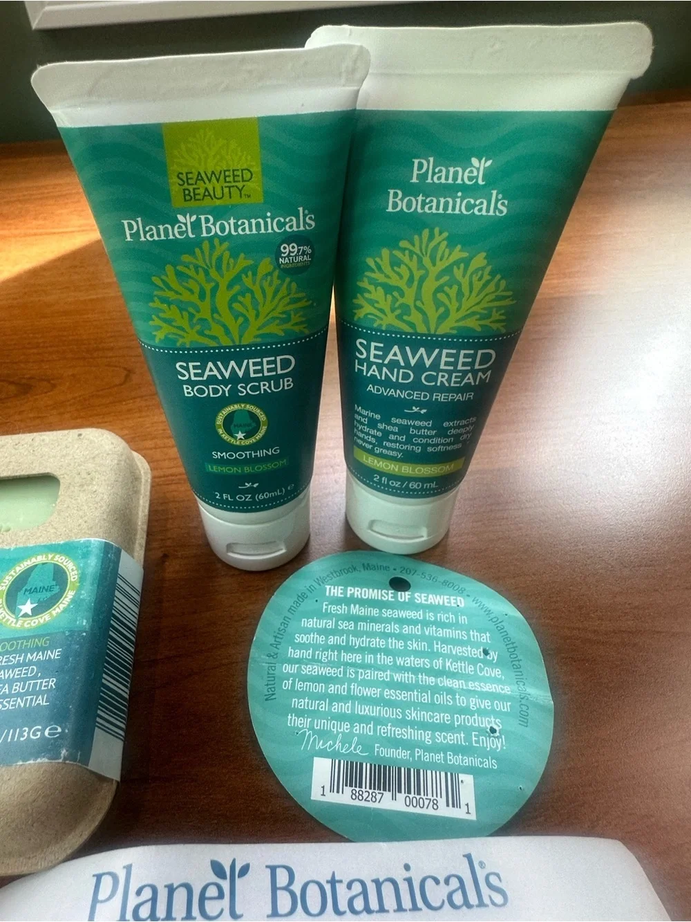 NWT Plant Botanicals Seaweed Lemon Blossom Hand Cream, Body Scrub & Soap Set